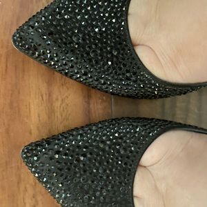 Gucci Black Crystal pointy toe low heals
